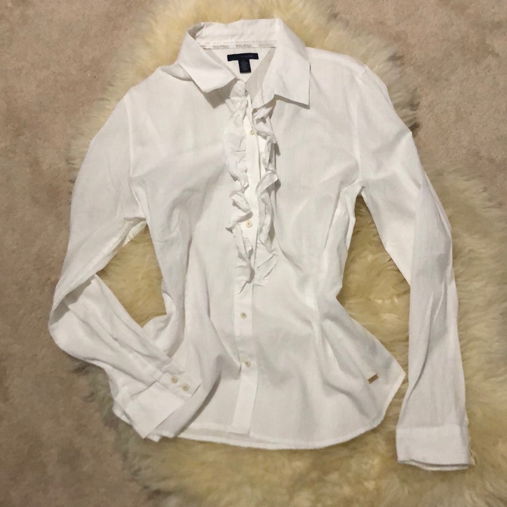 NWOT Tommy Hilfiger Women's Ruffled White Blouse